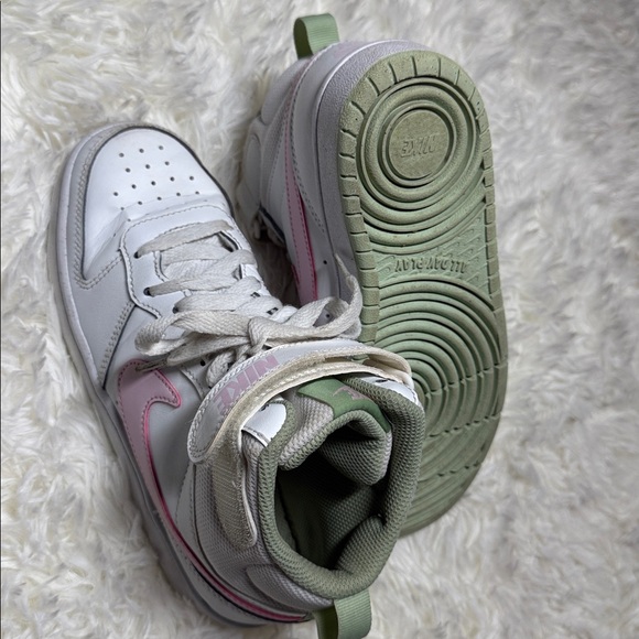 Nike White and Pink High-Tops with Green Accents - Picture 6 of 7
